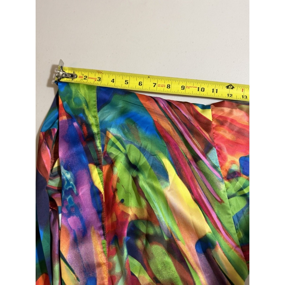 Natori Belted Satin Robe Abstract Multi Brightly Colored Medium - Picture 5 of 9